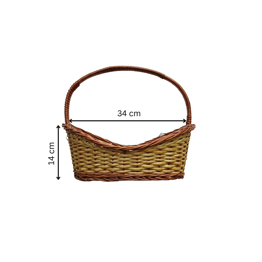 Cane Boat Basket with Handle - 34 cm