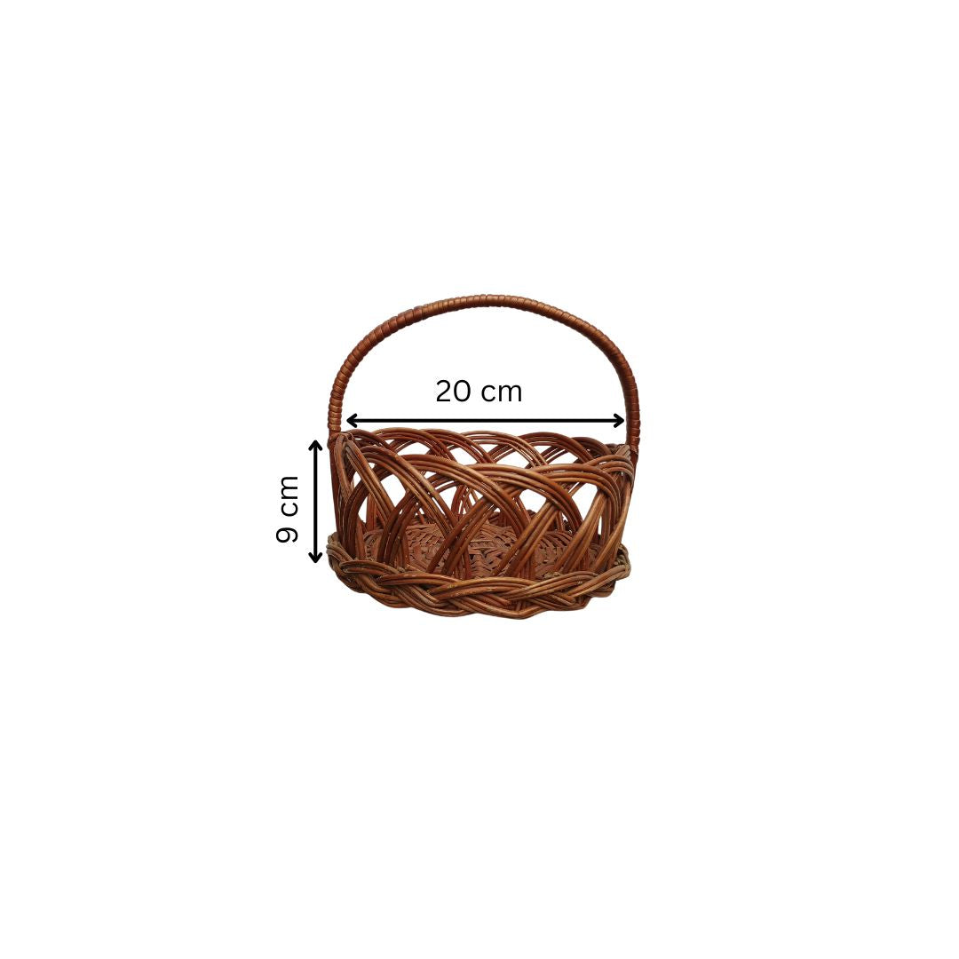 Cane Jally Round Basket with Handle - 20 cm