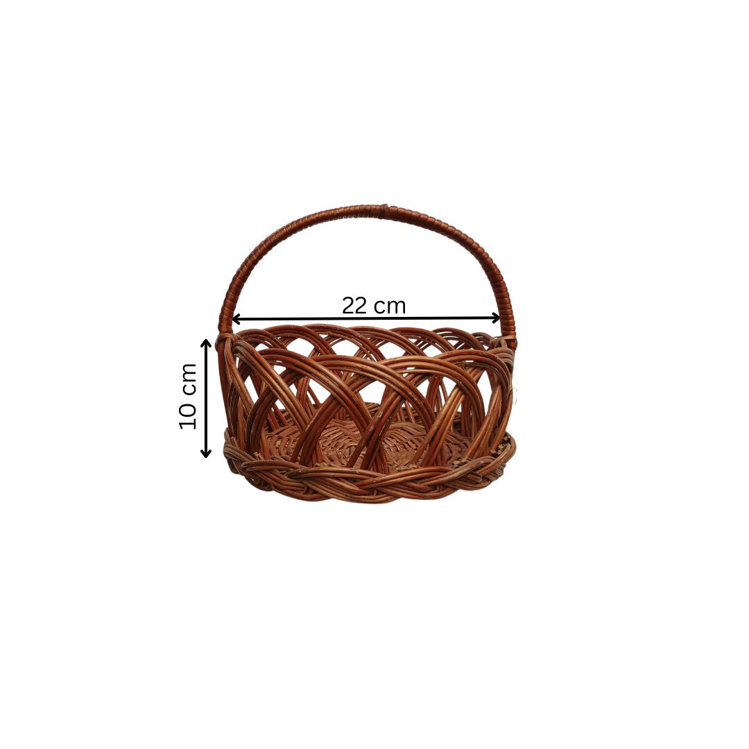 Cane Jally Round Basket with Handle - 22 cm