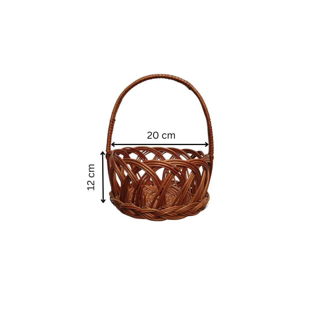 Cane Jally Round Basket with Medium Handle - 20 cm