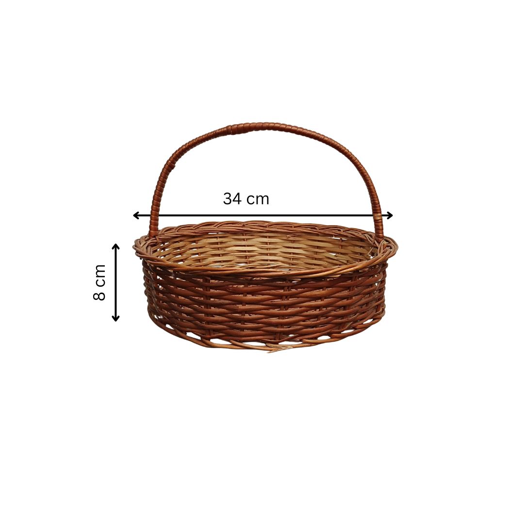 Cane Round Basket with Handle - 34 cm