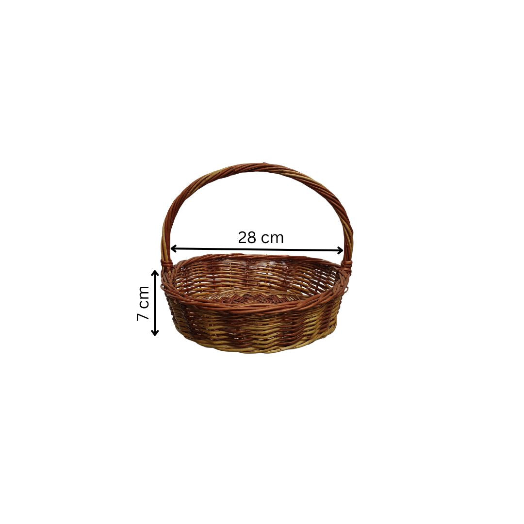 Cane Round Fine Basket with Handle - 28 cm