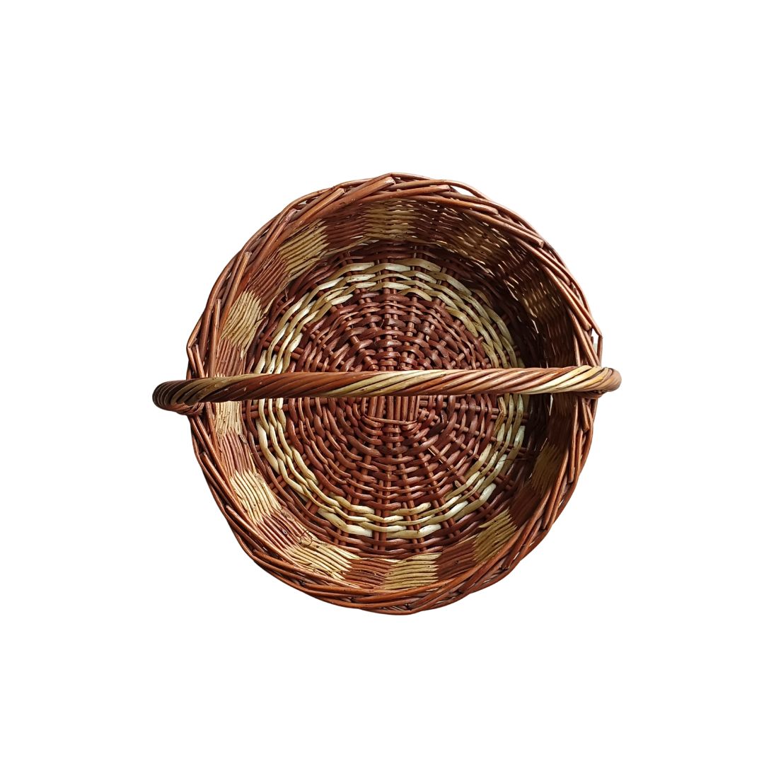 Cane Round Fine Basket with Handle - 32 cm