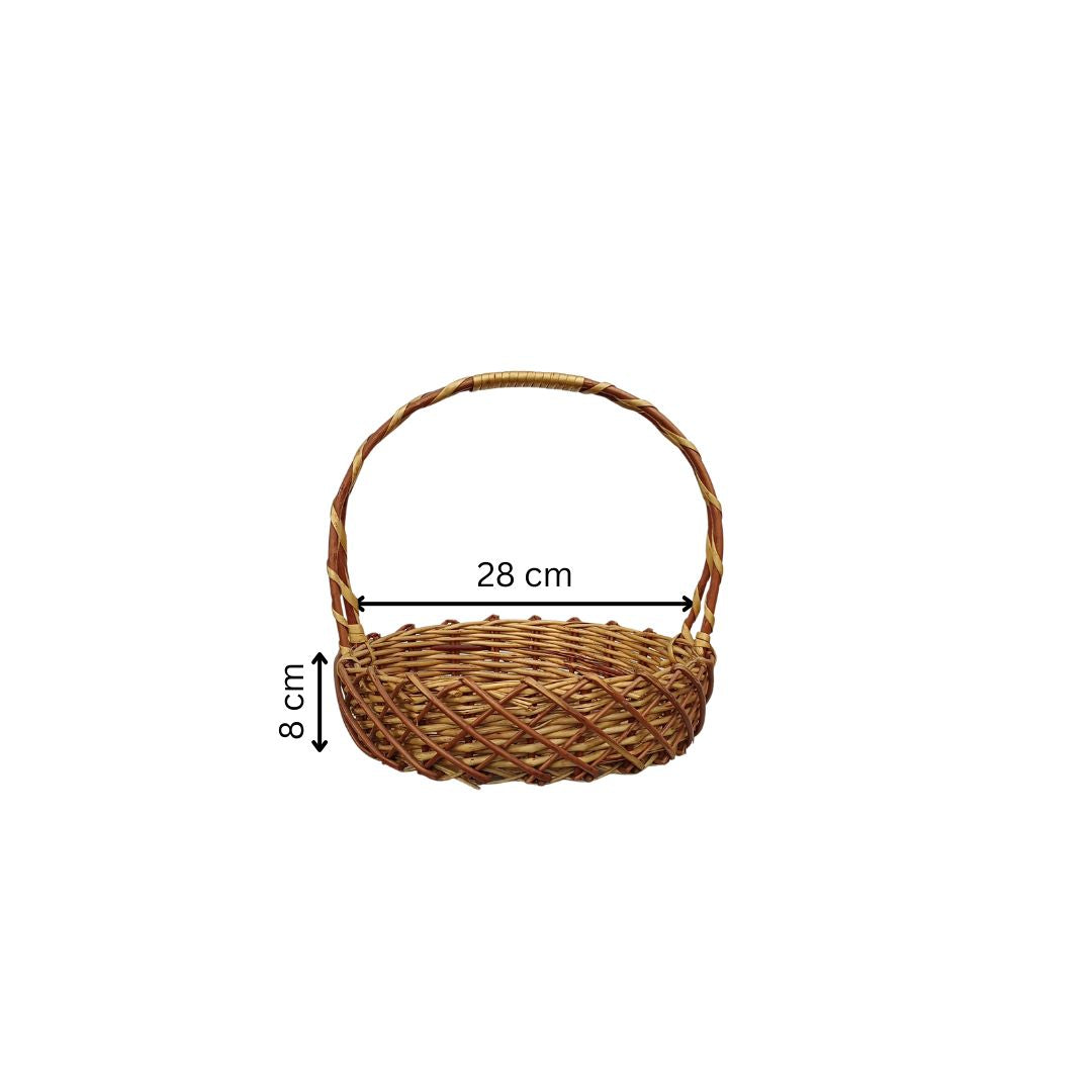 Cane Round Premium Basket with Handle - 28 cm