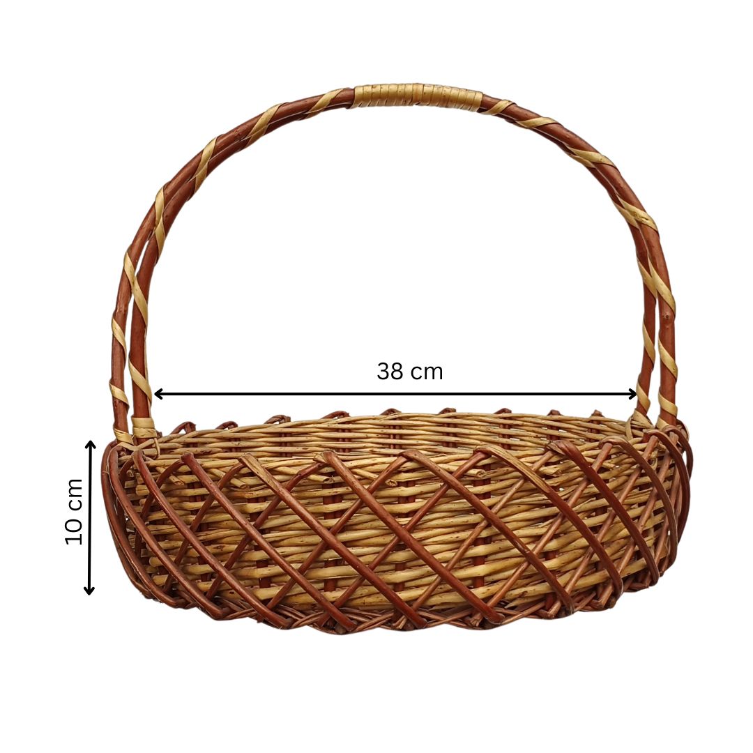 Cane Round Premium Basket with Handle - 38 cm