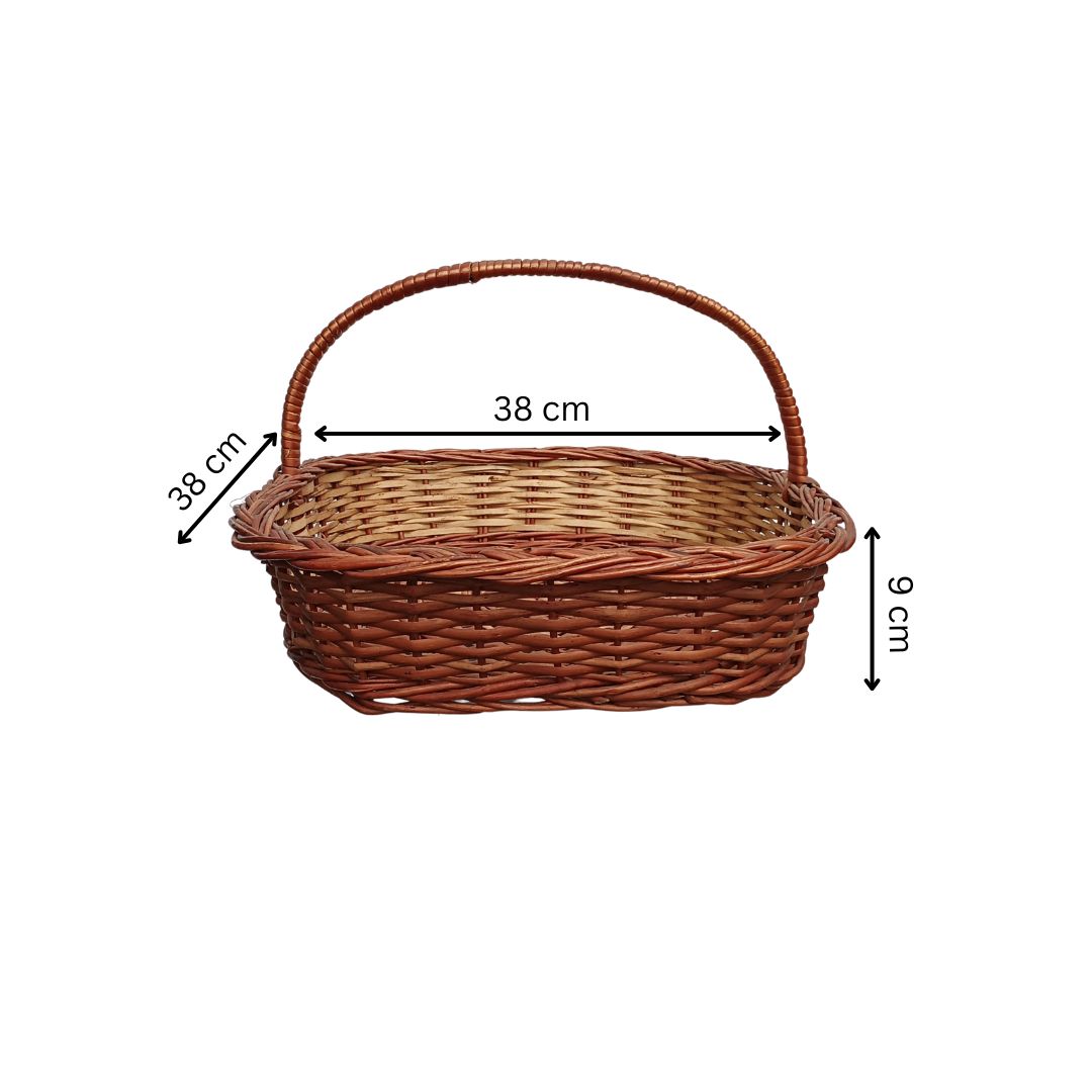 Cane Square Basket with Handle - 38 cm