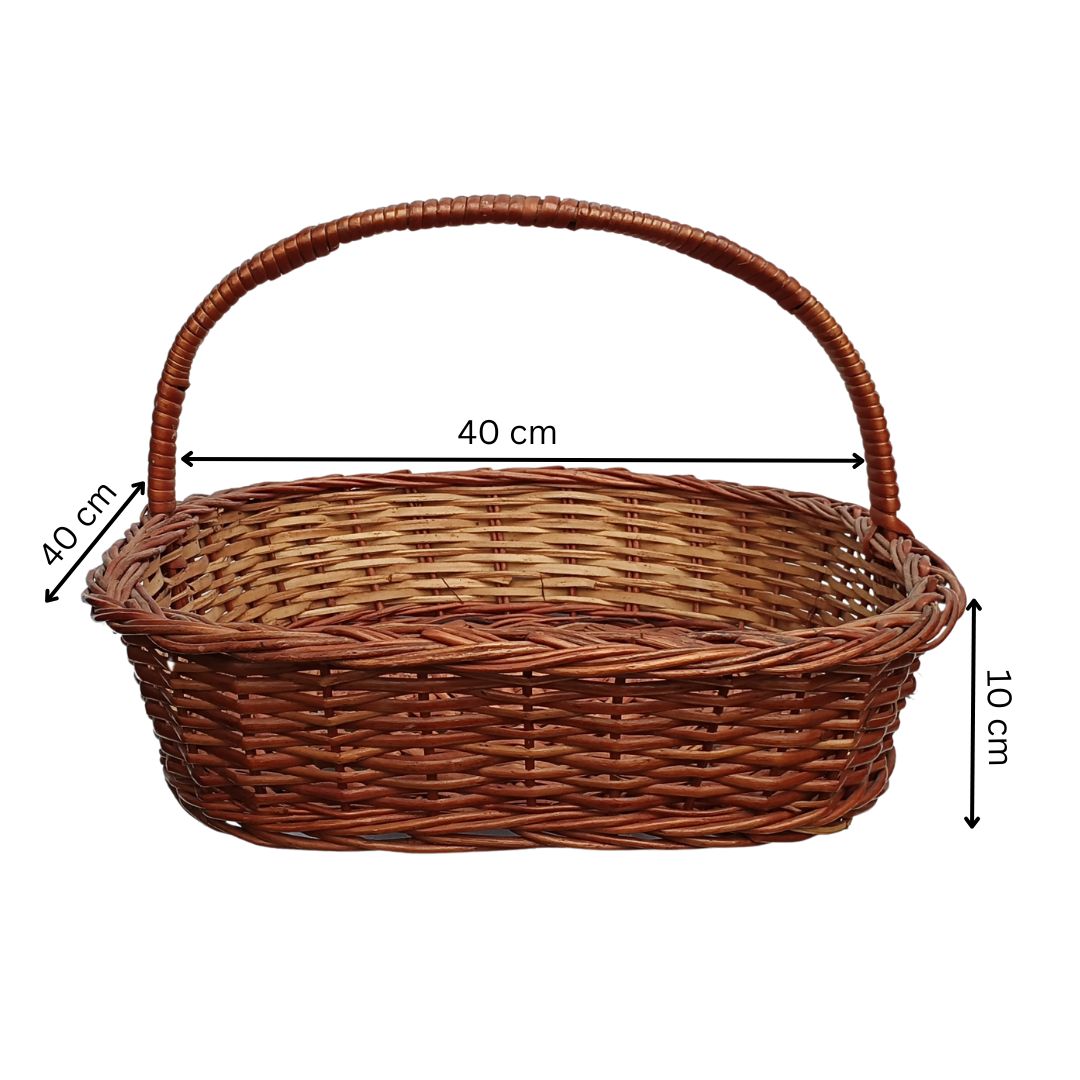 Cane Square Basket with Handle - 40 cm
