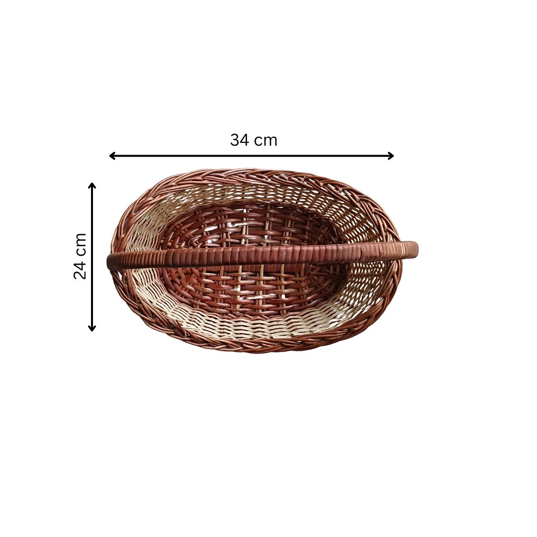 Cane Boat Basket with Handle - 34 cm