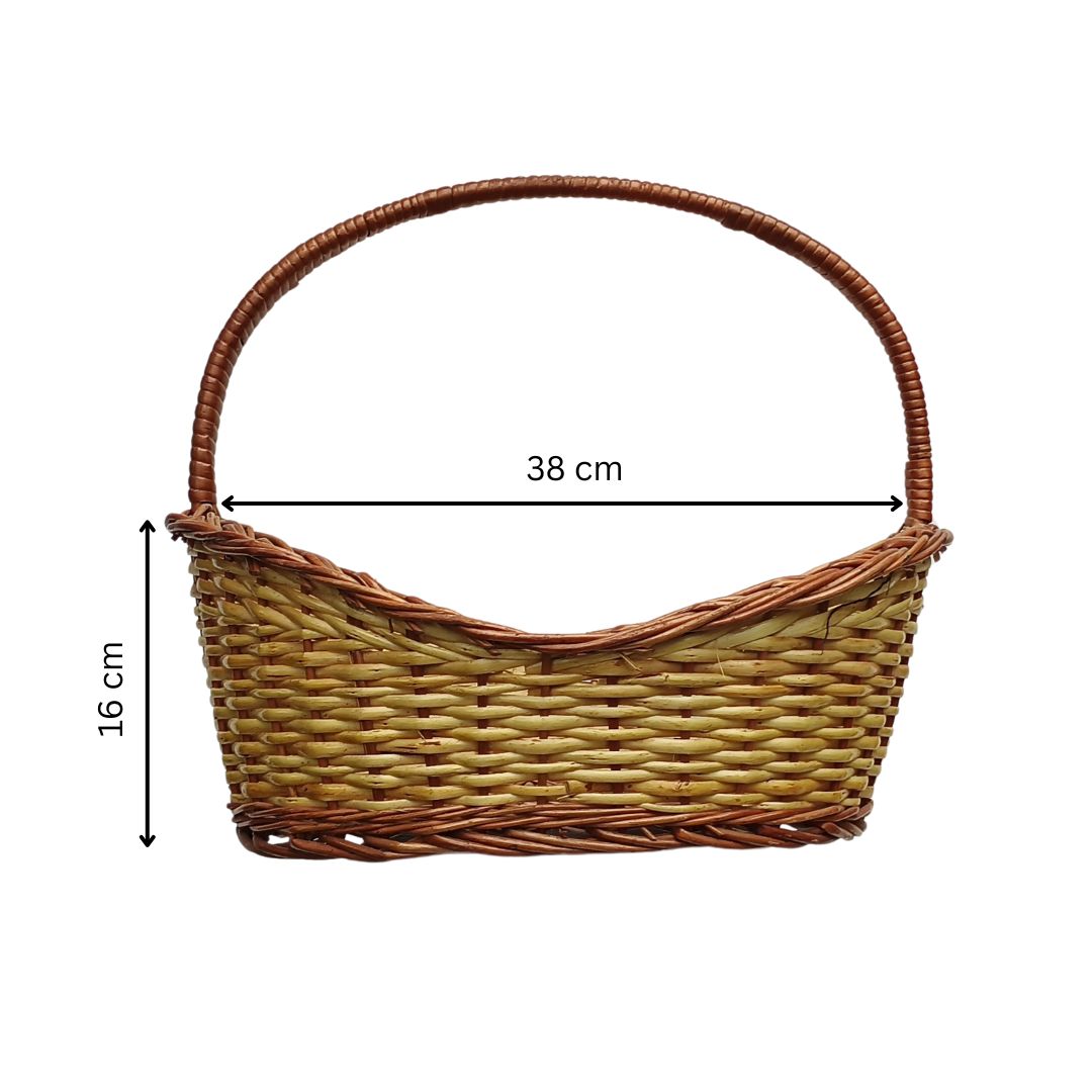 Cane Boat Basket with Handle - 38 cm