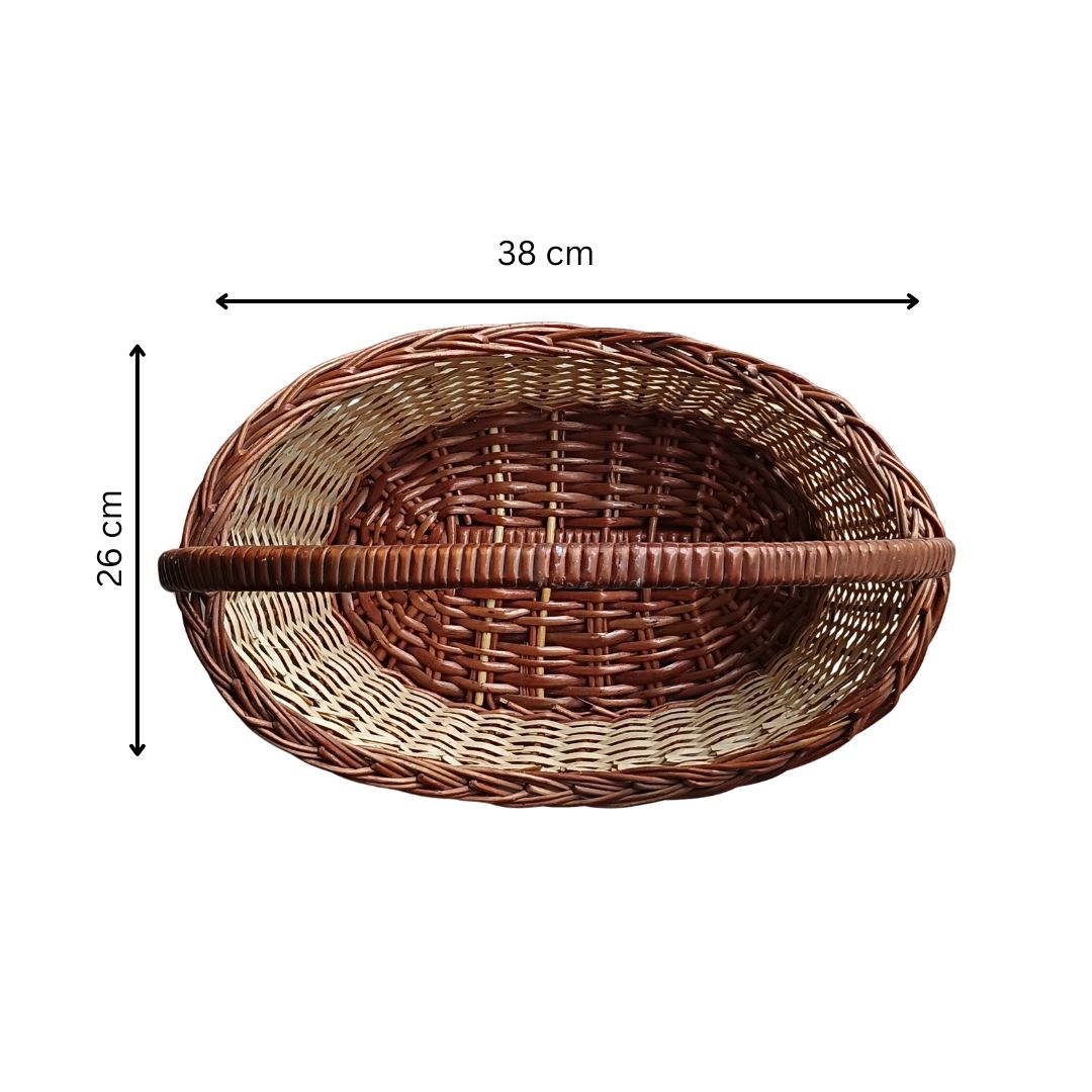 Cane Boat Basket with Handle - 38 cm