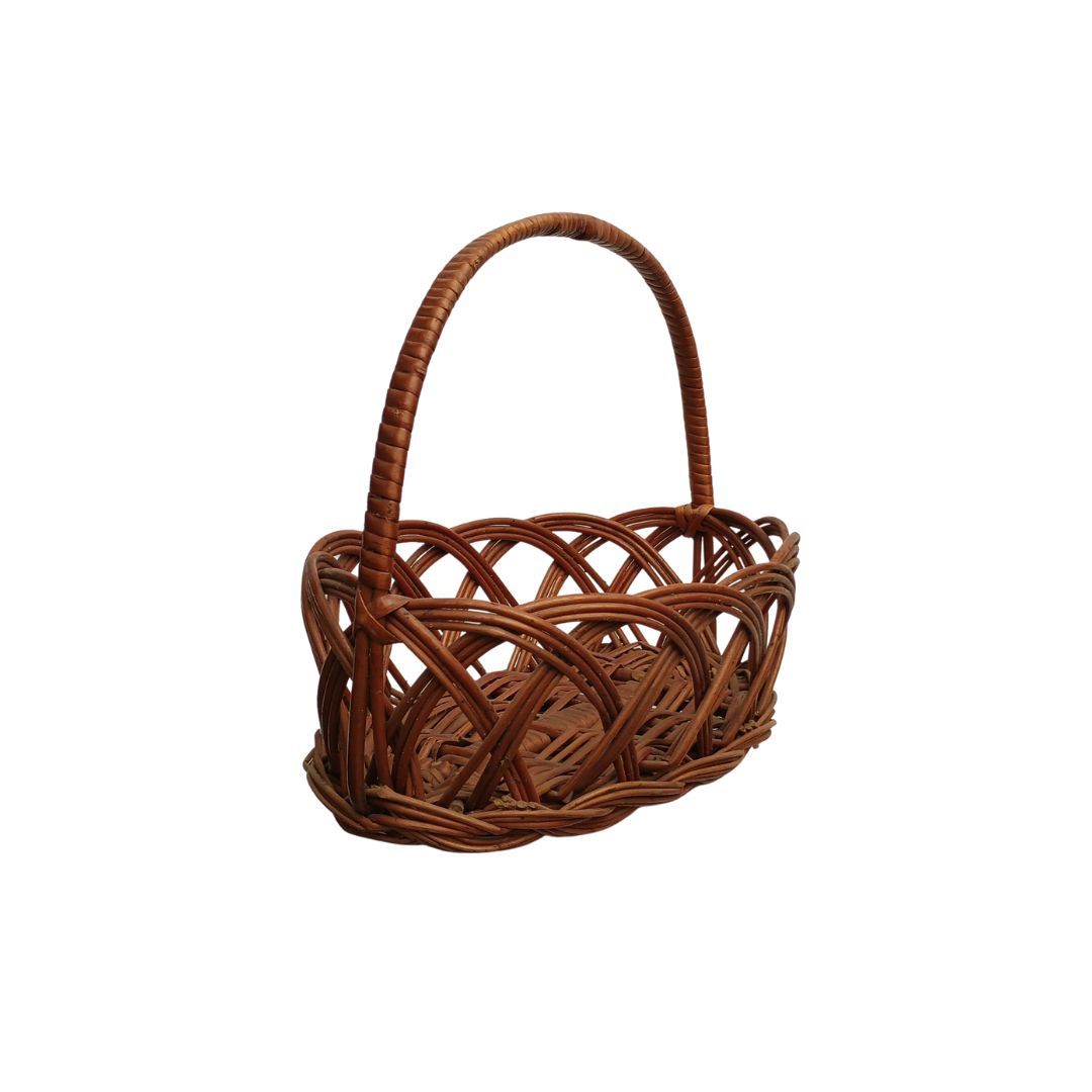 Cane Jally Oval Basket with Handle - 28 cm X 19 cm