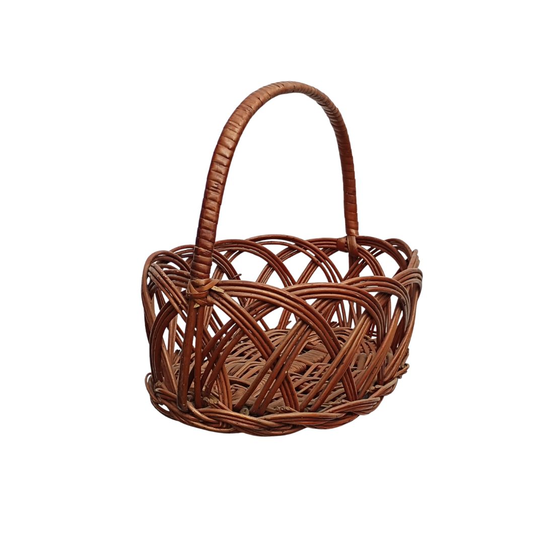 Cane Jally Oval Basket with Handle - 30 cm X 22 cm