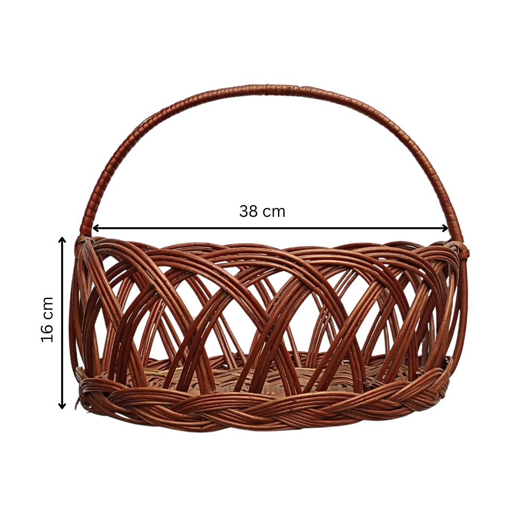 Cane Jally Oval Basket with Handle - 38 cm X 30 cm