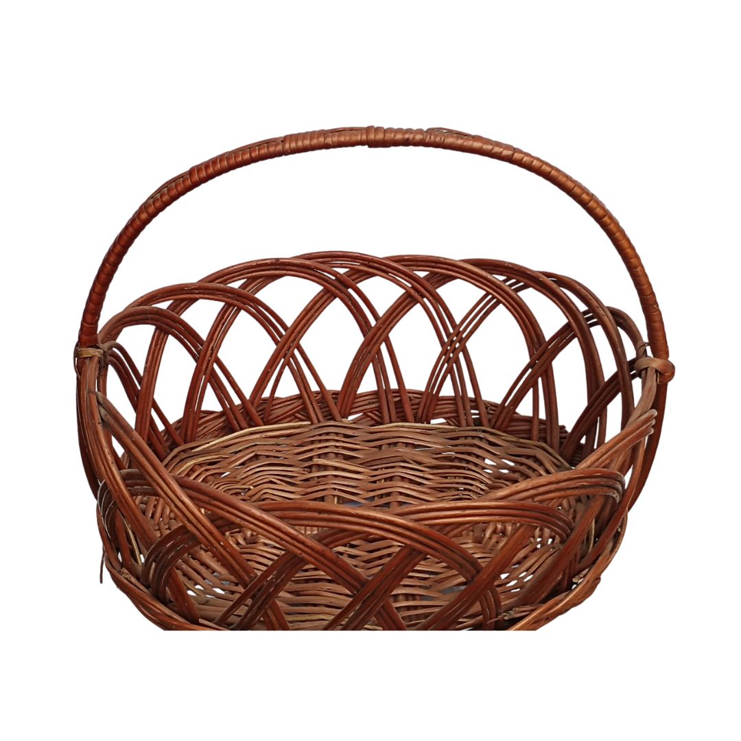 Cane Jally Oval Basket with Handle - 38 cm X 30 cm