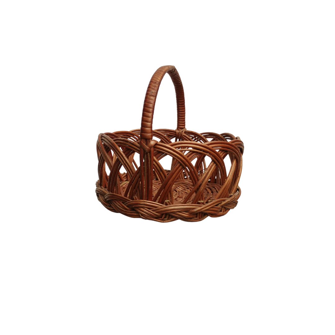 Cane Jally Round Basket with Handle - 22 cm