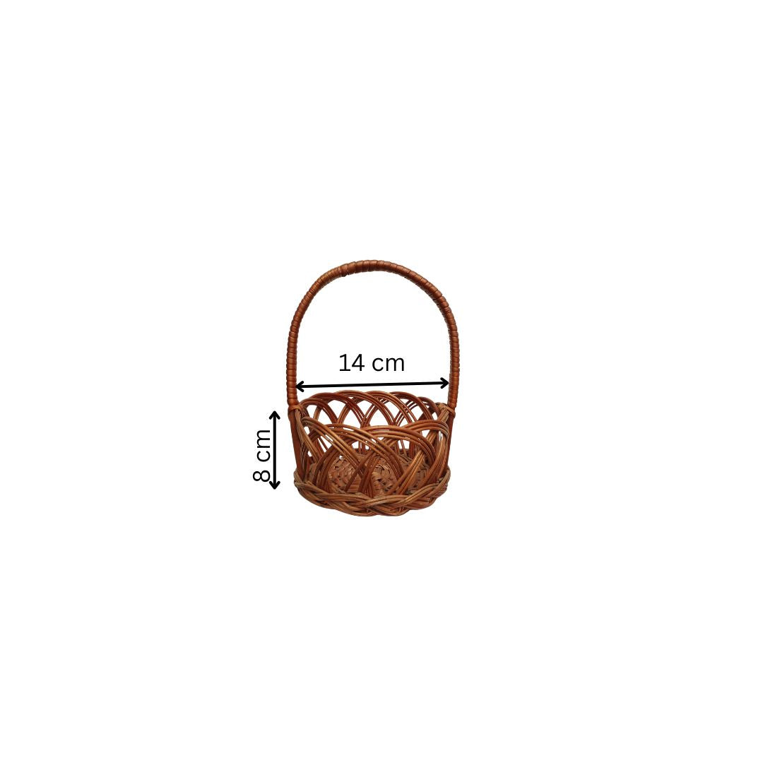 Cane Jally Round Basket with Medium Handle - 14 cm