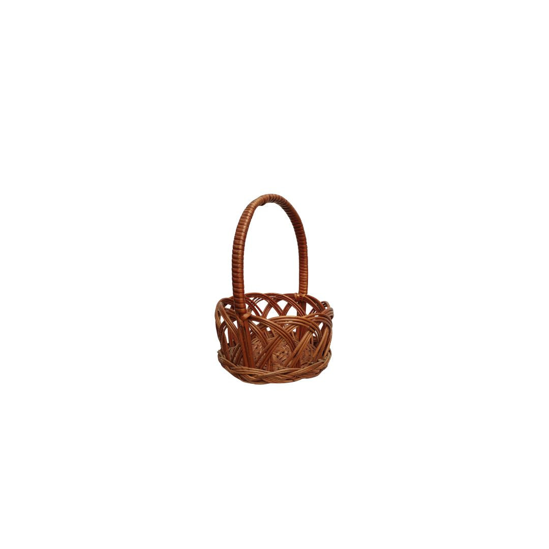 Cane Jally Round Basket with Medium Handle - 14 cm