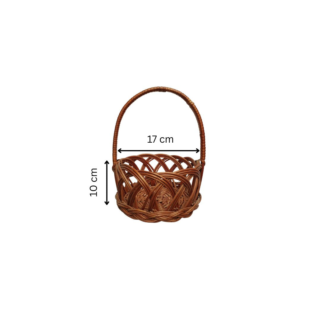 Cane Jally Round Basket with Medium Handle - 17 cm