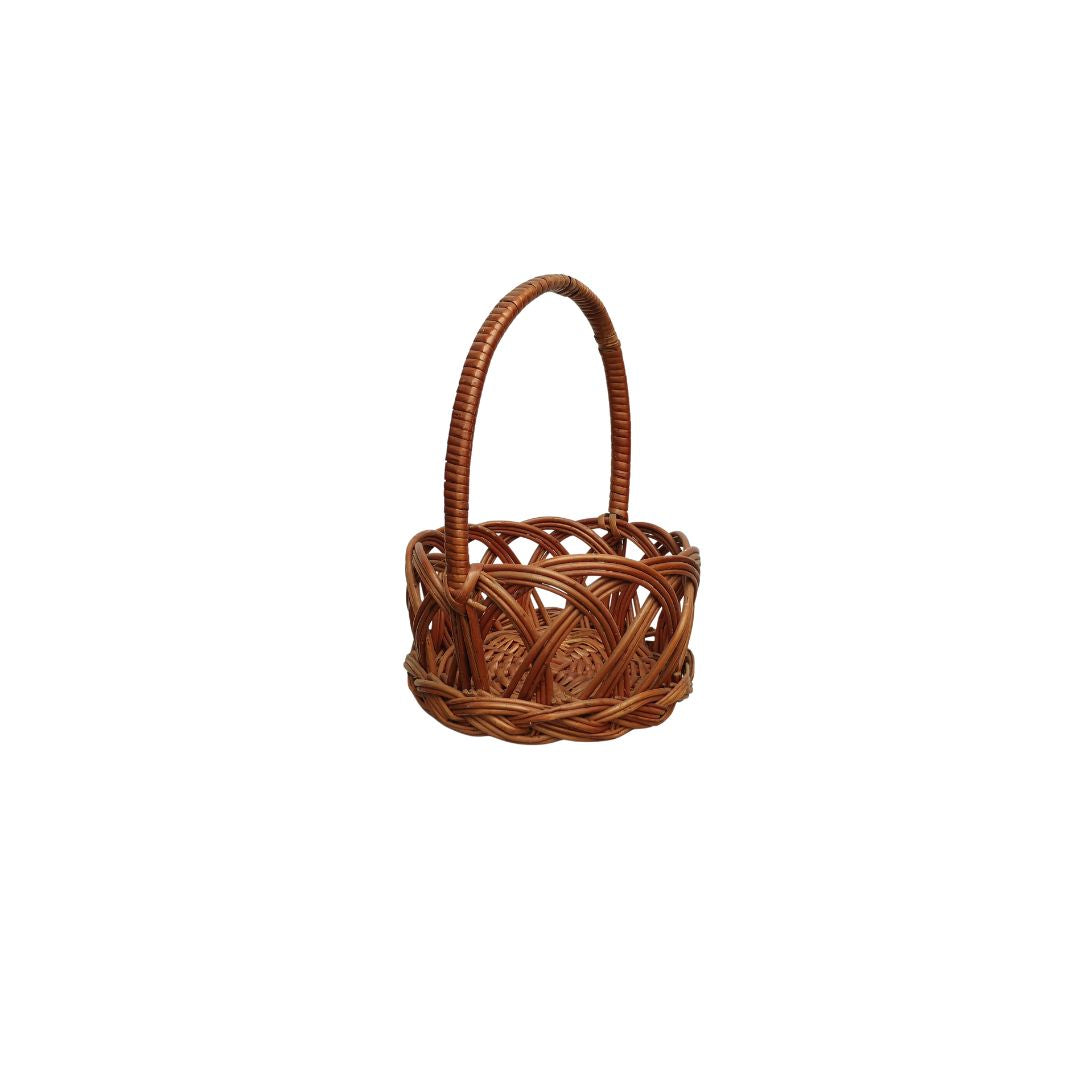 Cane Jally Round Basket with Medium Handle - 17 cm