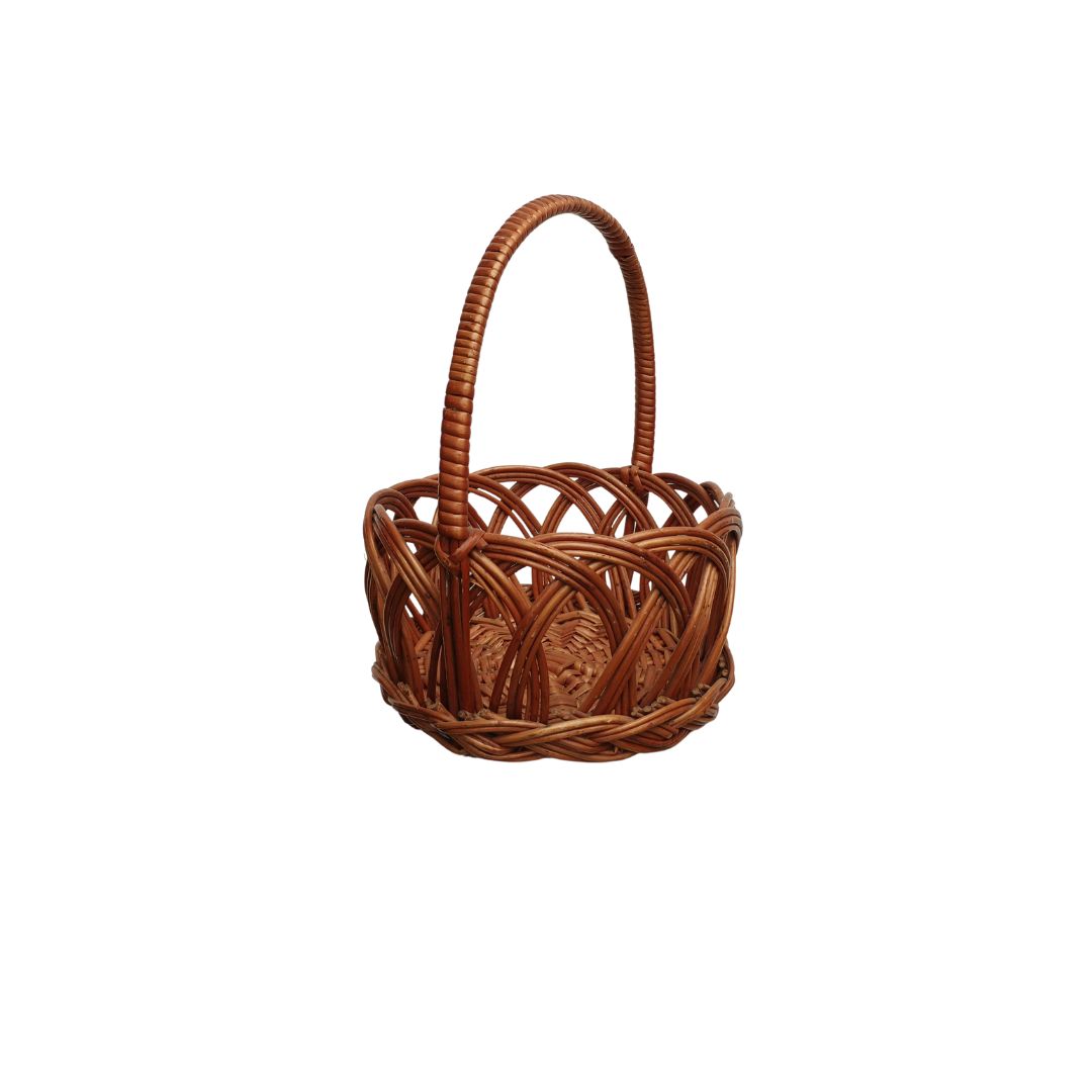 Cane Jally Round Basket with Medium Handle - 20 cm