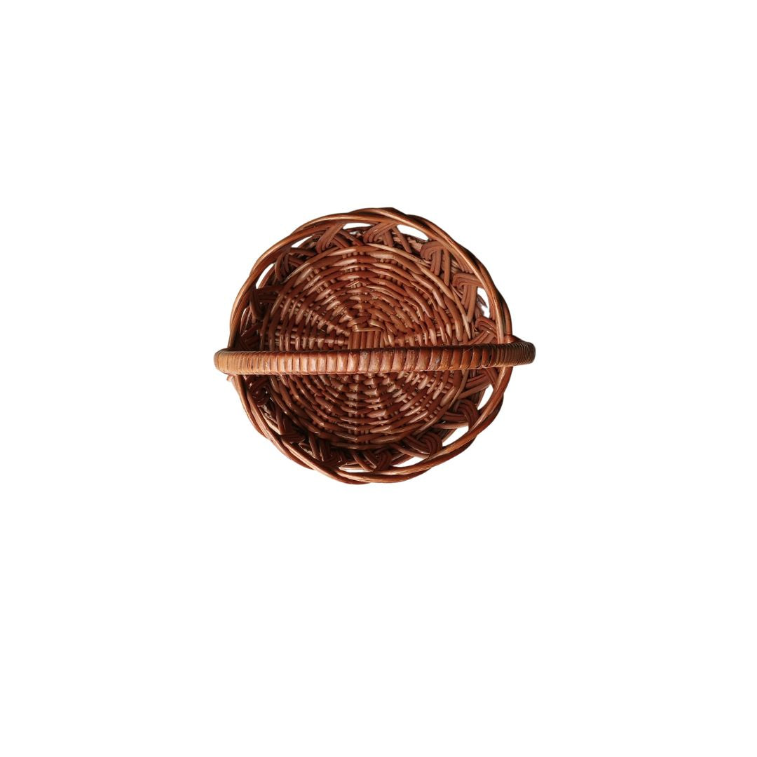 Cane Jally Round Basket with Medium Handle - 20 cm