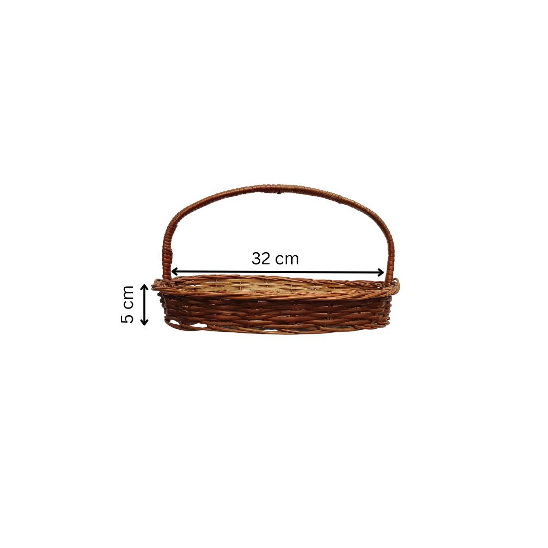 Cane Oval Basket with Handle - 32 cm X 24 cm