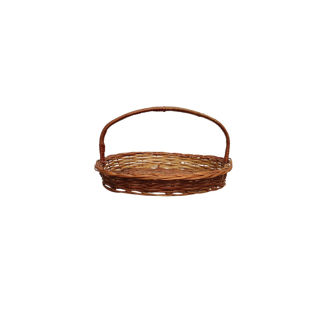 Cane Oval Basket with Handle - 32 cm X 24 cm