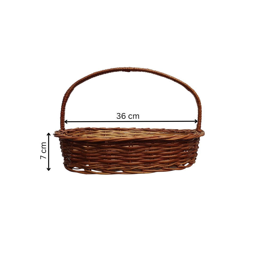 Cane Oval Basket with Handle - 36 cm X 26 cm