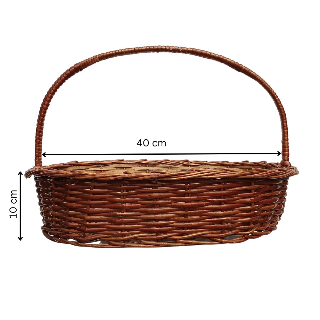 Cane Oval Basket with Handle - 40 cm X 28 cm