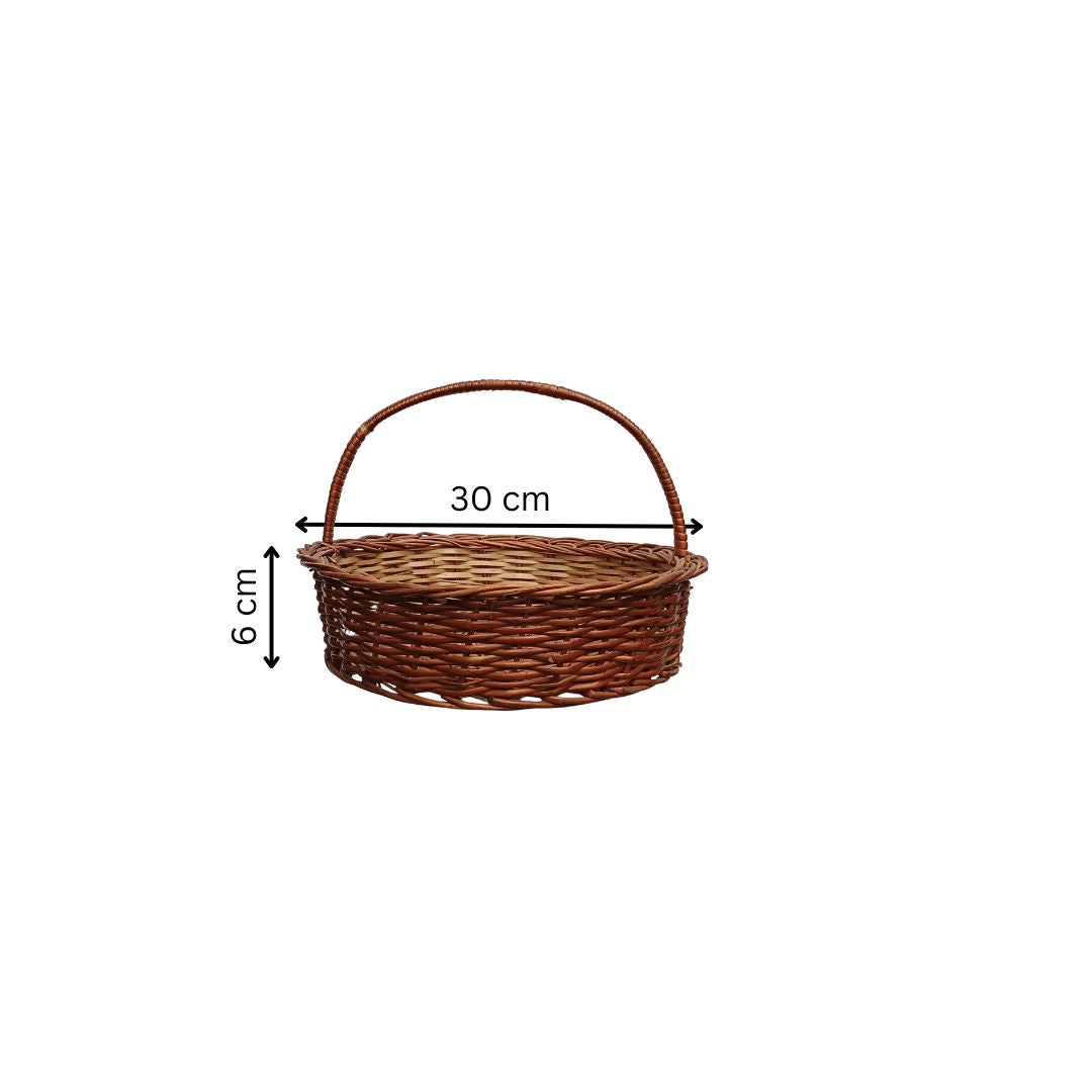 Cane Round Basket with Handle - 30 cm