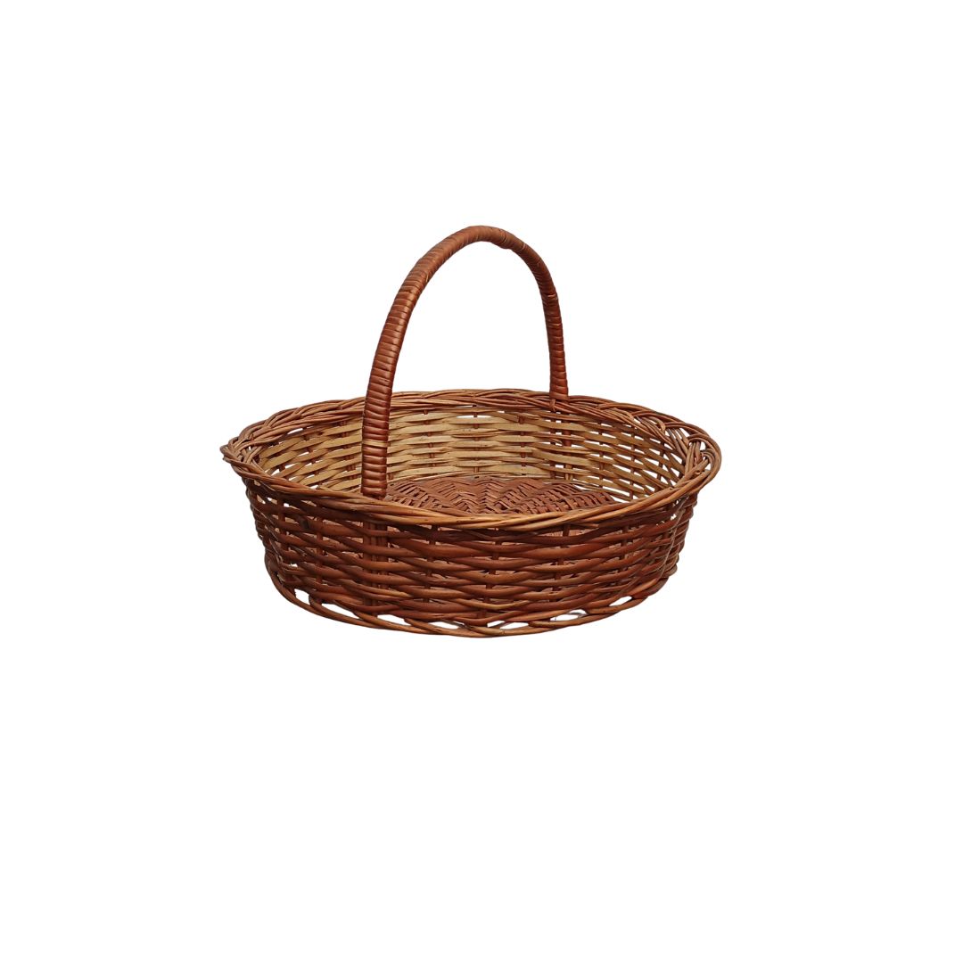Cane Round Basket with Handle - 34 cm