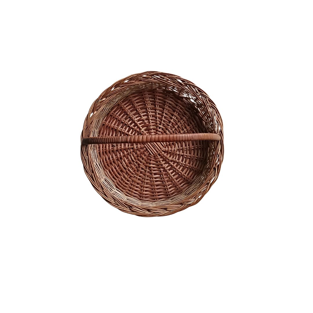 Cane Round Basket with Handle - 34 cm