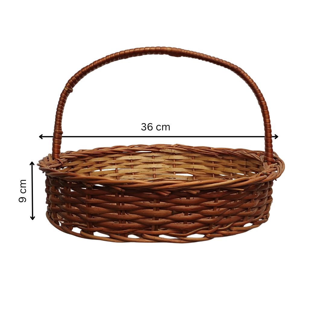 Cane Round Basket with Handle - 36 cm