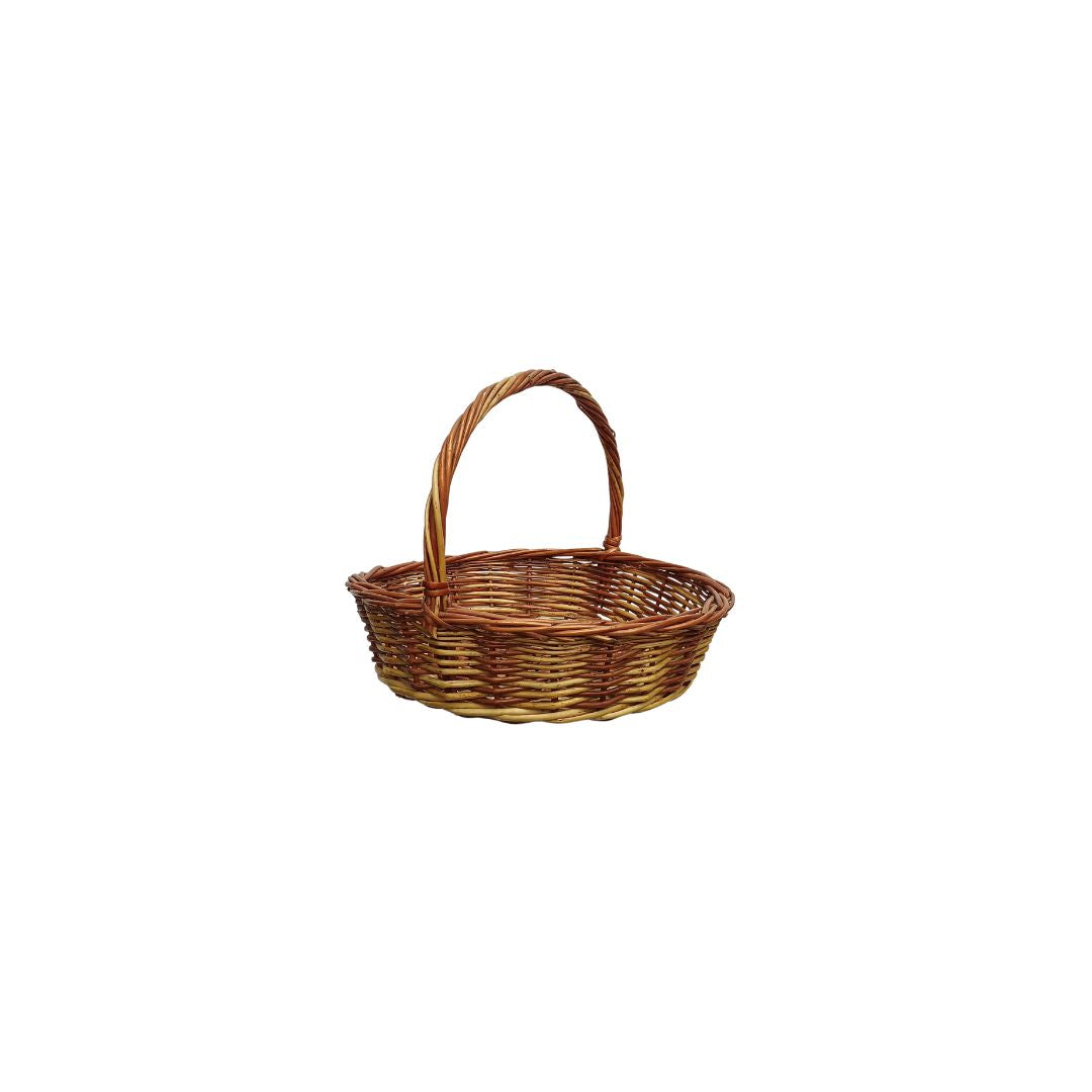 Cane Round Fine Basket with Handle - 28 cm
