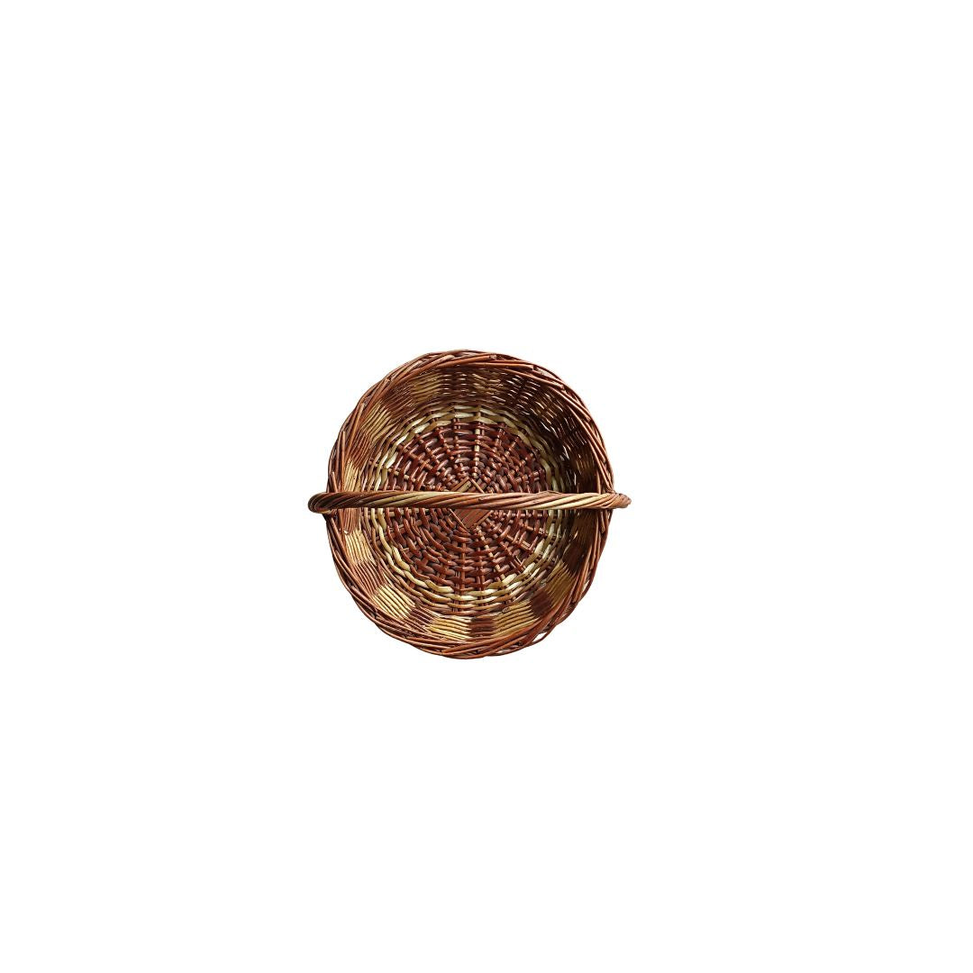 Cane Round Fine Basket with Handle - 28 cm