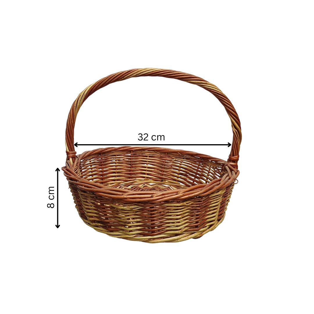 Cane Round Fine Basket with Handle - 32 cm
