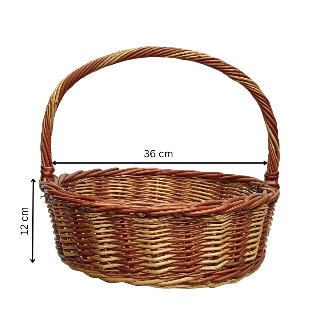 Cane Round Fine Basket with Handle - 36 cm