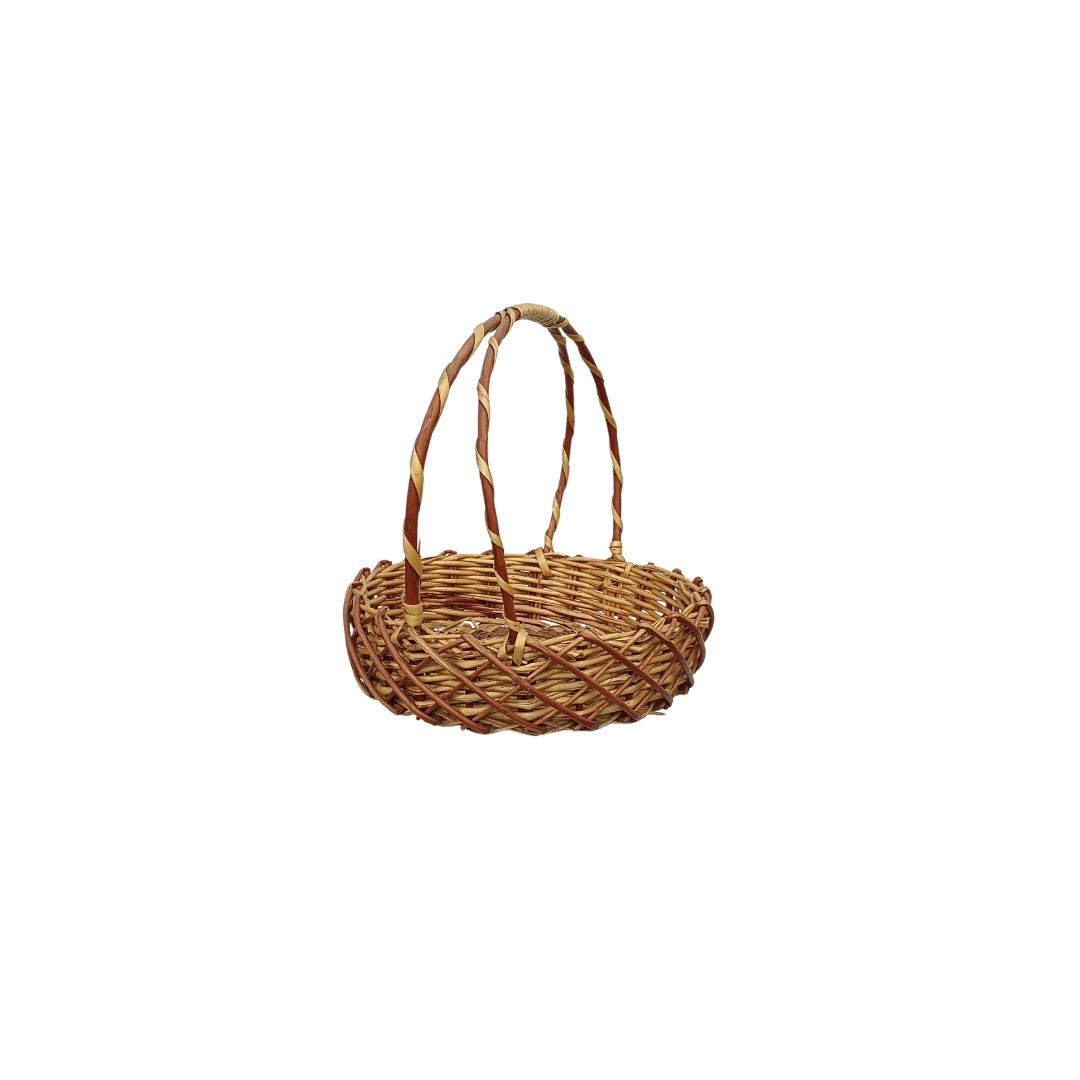 Cane Round Premium Basket with Handle - 28 cm