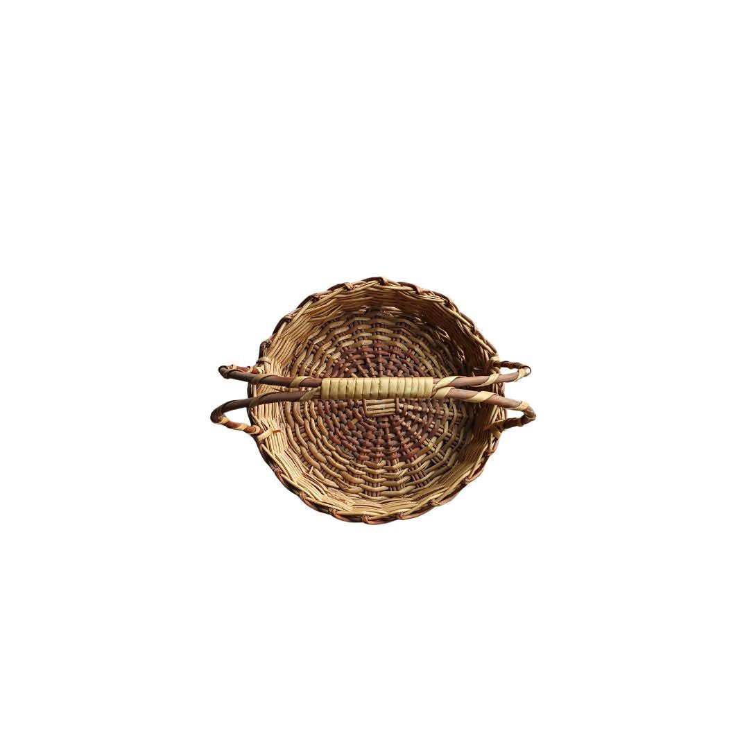 Cane Round Premium Basket with Handle - 28 cm