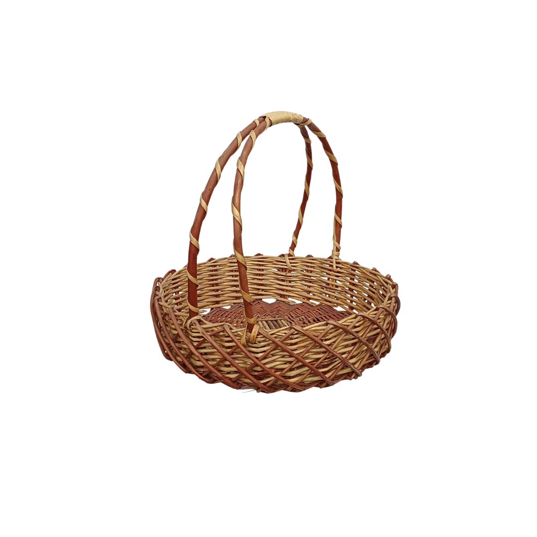 Cane Round Premium Basket with Handle - 34 cm