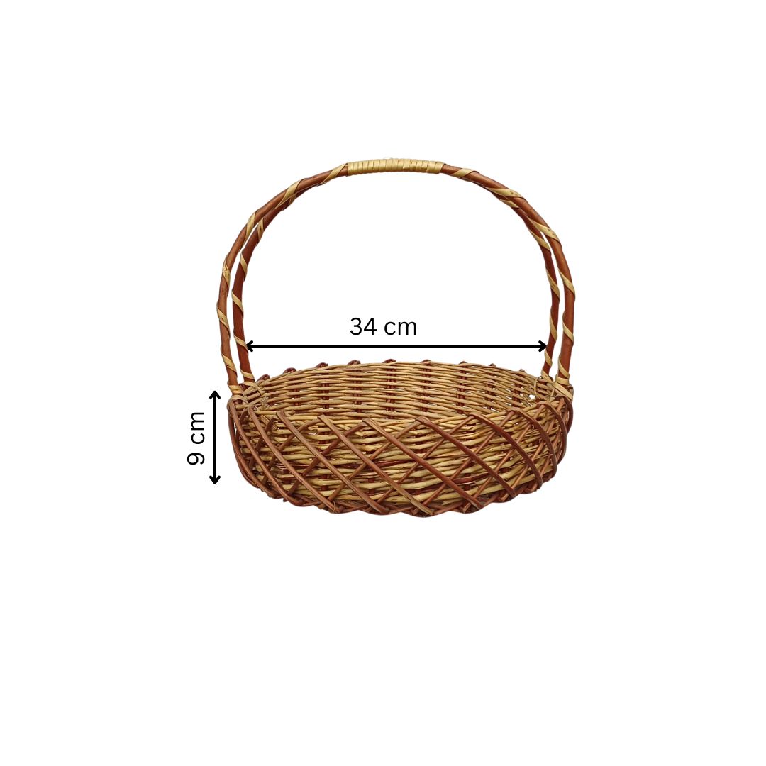Cane Round Premium Basket with Handle - 34 cm