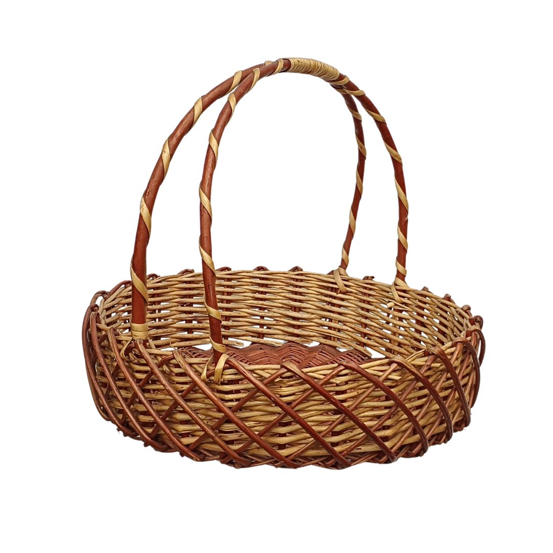 Cane Round Premium Basket with Handle - 38 cm