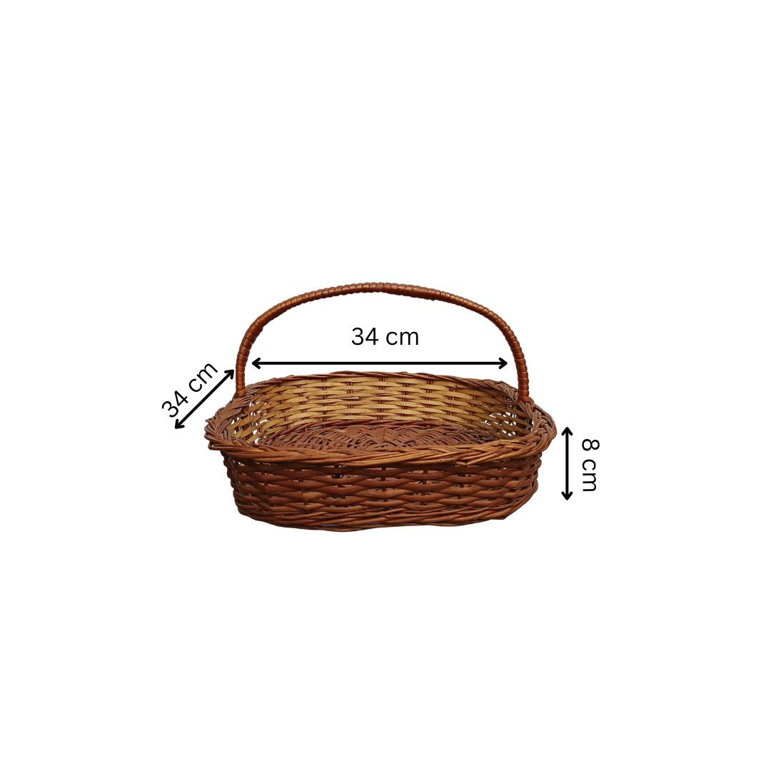 Cane Square Basket with Handle - 34 cm