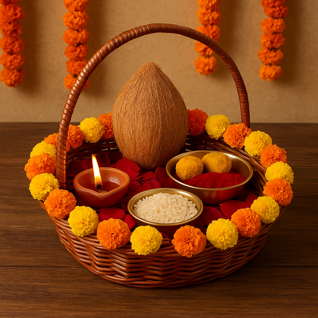 Cane Square Basket with Handle - 38 cm