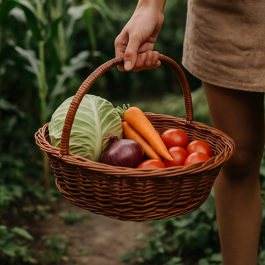 Cane Square Basket with Handle - 40 cm