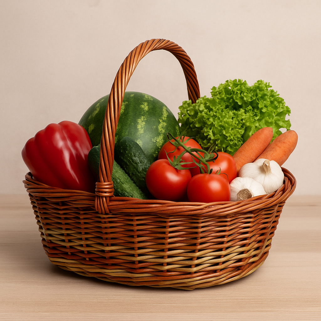 Cane Round Fine Basket with Handle - 32 cm