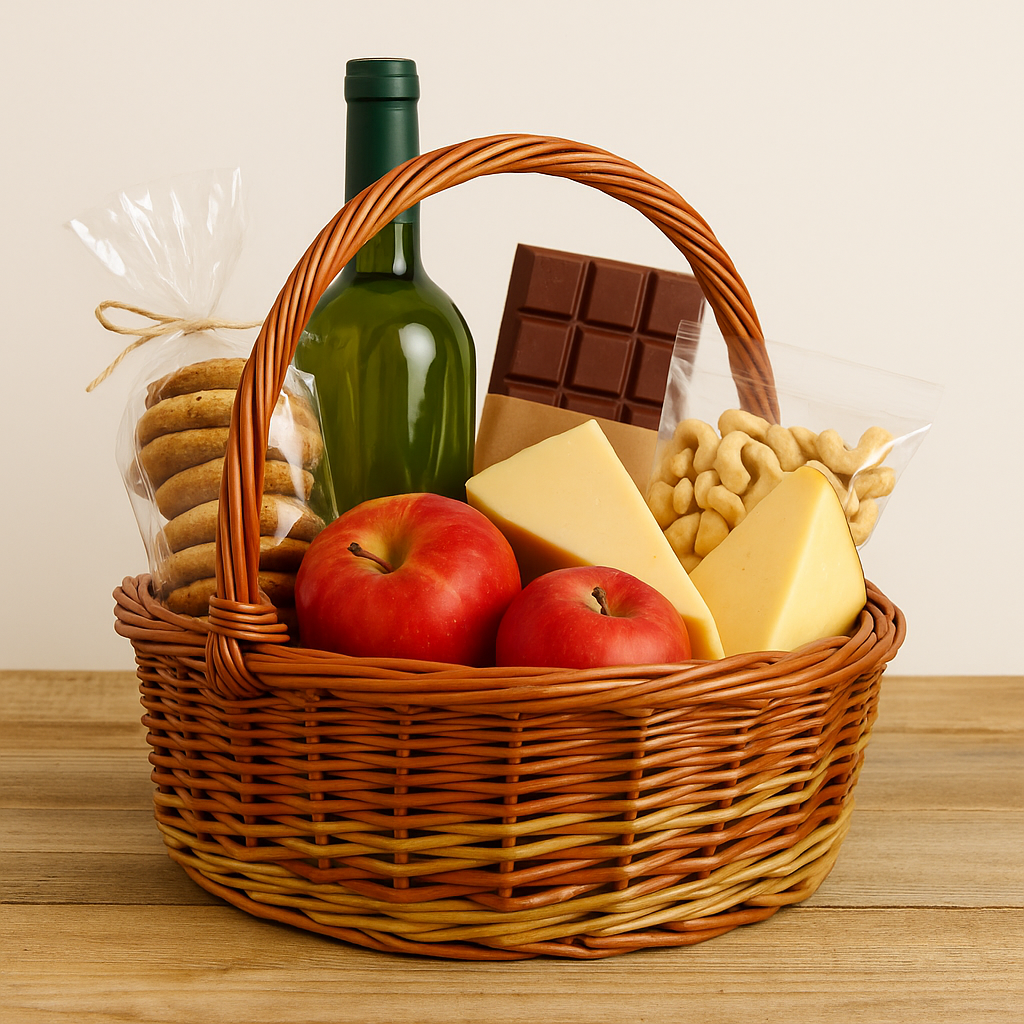 Cane Round Fine Basket with Handle - 32 cm