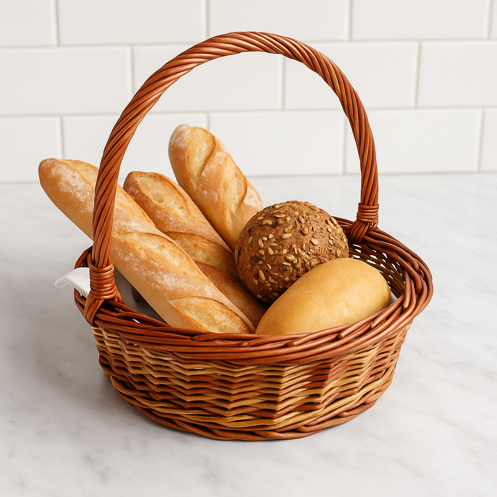 Cane Round Fine Basket with Handle - 28 cm