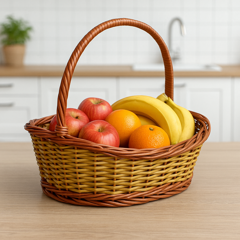 Cane Boat Basket with Handle - 38 cm