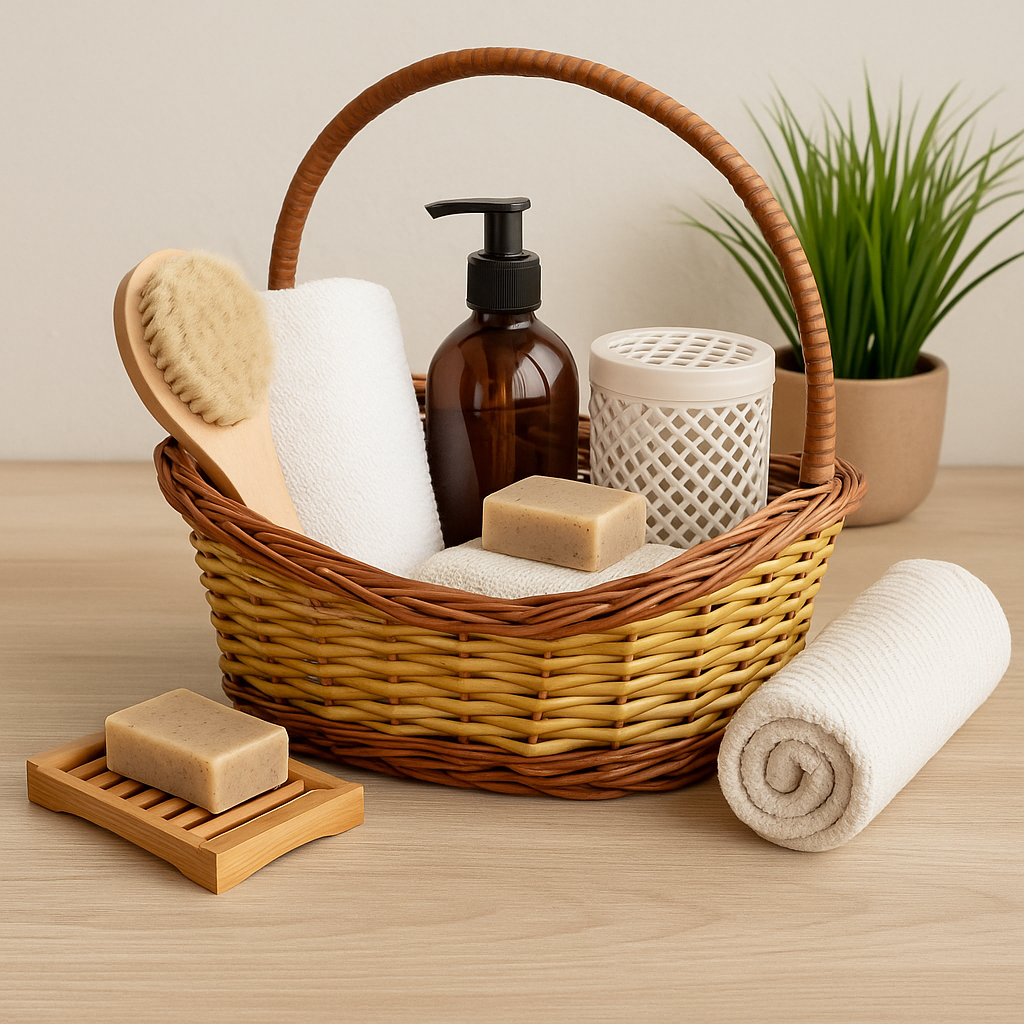 Cane Boat Basket with Handle - 34 cm